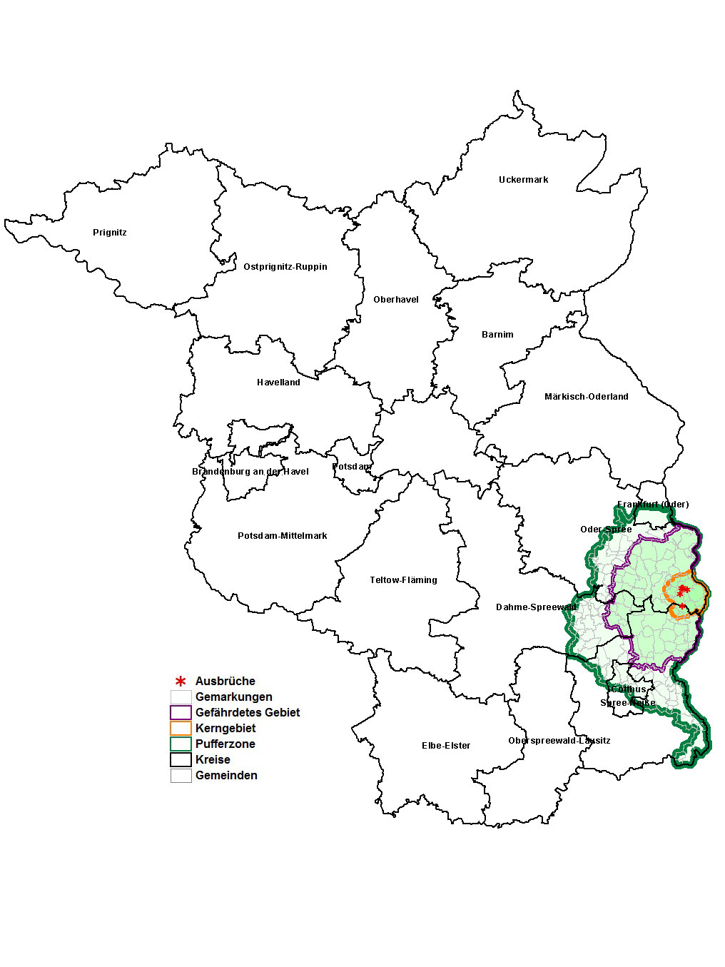 ASP: Restriktionszonen in Brandenburg